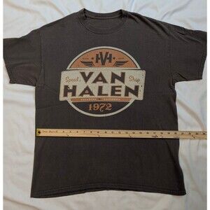 Van Halen Speed Shop Pasadena California 1972 Graphic Tee Shirt Grey/Brown L